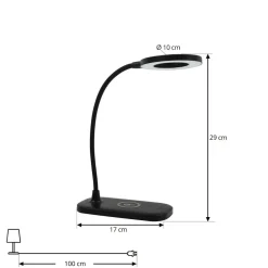 Lindby LED-bordlampe Siona sort CCT dæmpbar ladestation
