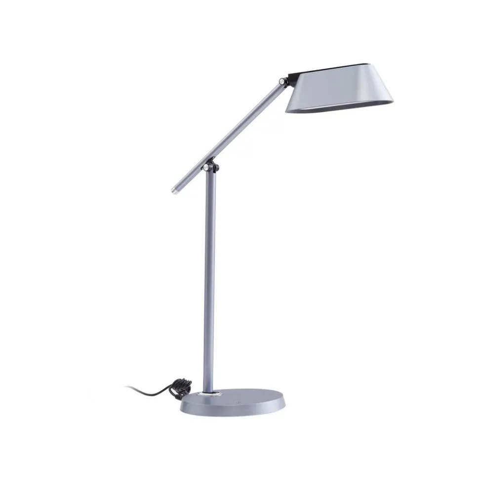 Lindby LED-bordlampe Thies, grå, ABS, højde 78 cm, dæmpbar