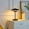 Lindby LED-bordlampe Tiama, metal, sort/guld, Ø 30 cm