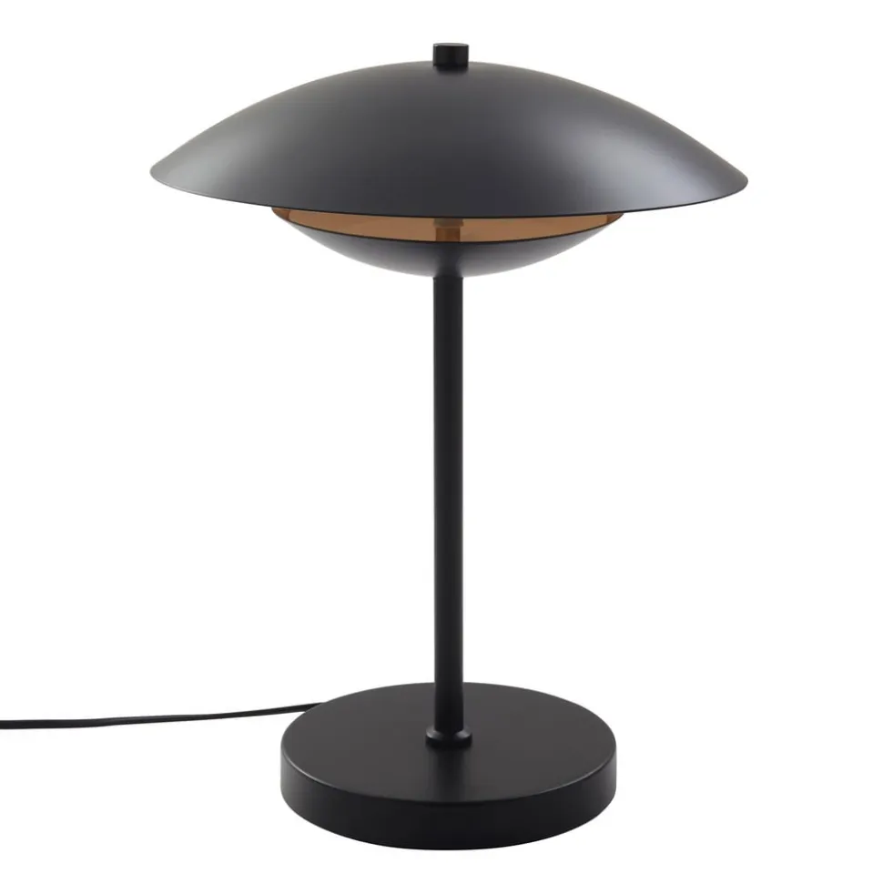 Lindby LED-bordlampe Tiama, metal, sort/guld, Ø 30 cm