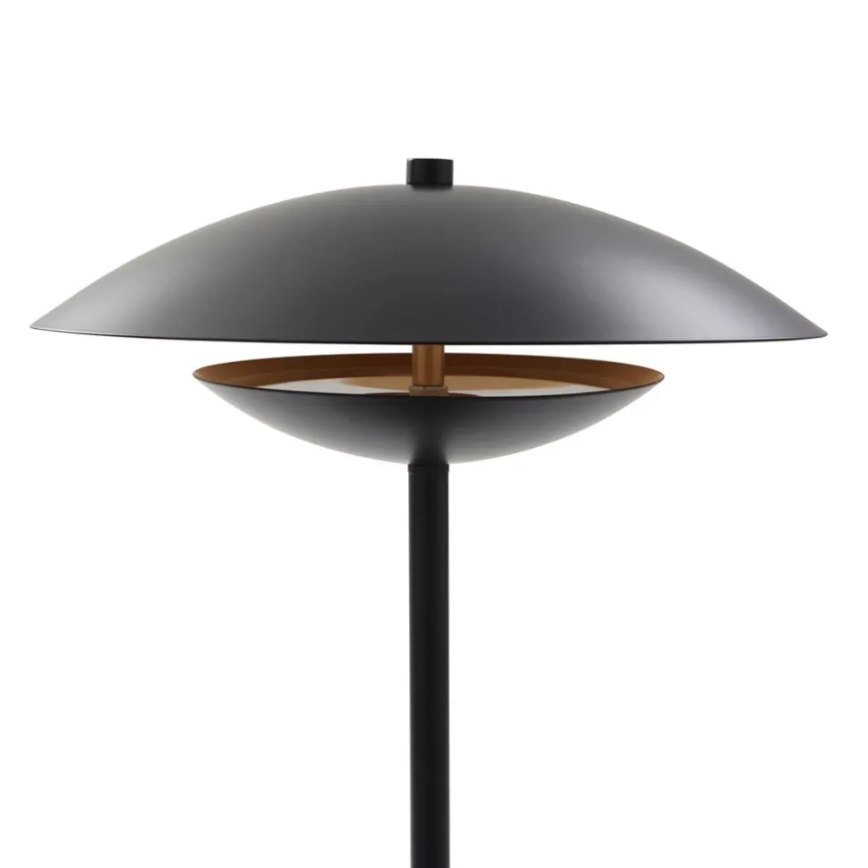 Lindby LED-bordlampe Tiama, metal, sort/guld, Ø 30 cm