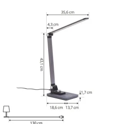 Lindby LED-bordlampe Valtaris, grå, aluminium, CCT, dæmpbar
