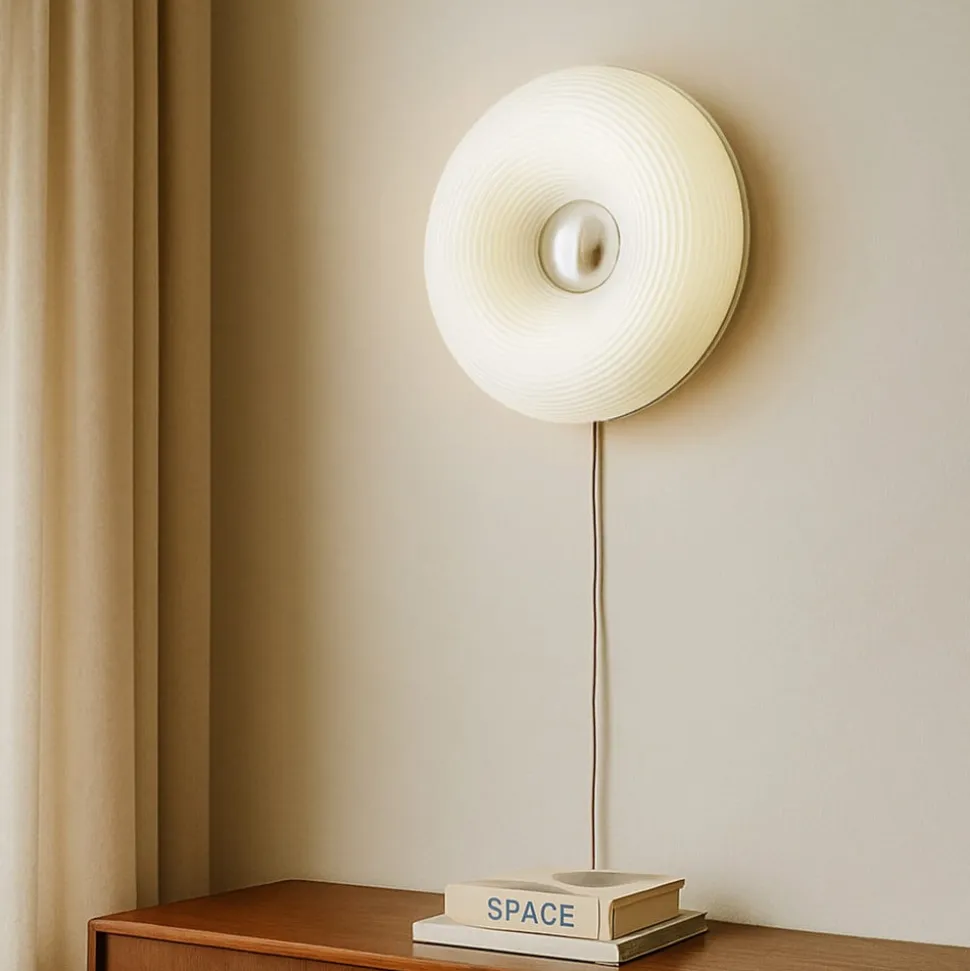 Lindby LED-bord-/væglampe Fjora, hvid/krom, Ø 30 cm, dæmpbar