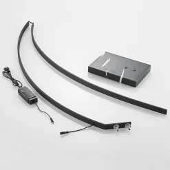 Lindby LED-buelampe Kendra, sort, aluminium, højde 180 cm