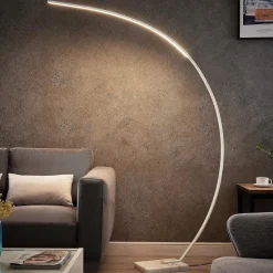 Lindby LED-buelampe Kendra, hvid, aluminium, højde 180 cm