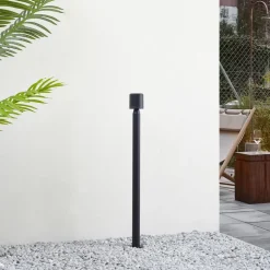 Lindby LED-gadelampe Amila, sort, aluminium, IP54