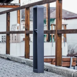 Lindby LED-gadelampe Darko, 100 cm, grå, metal, IP54