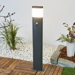 Lindby LED-gadelampe Marius, 80 cm, antracit, sensor