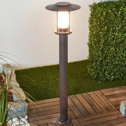 Lindby LED-gadelampe Pavlos, 76 cm, rustfarvet, stål