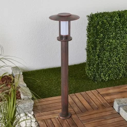 Lindby LED-gadelampe Pavlos, 76 cm, rustfarvet, stål