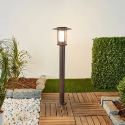 Lindby LED-gadelampe Pavlos, 76 cm, rustfarvet, stål