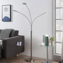 Lindby LED-gulvlampe Anea, 168 cm, 3 lyskilder, nikkelfarvet