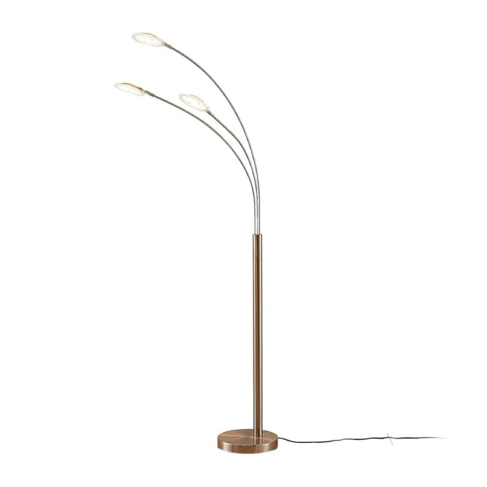 Lindby LED-gulvlampe Anea, 168 cm, 3 lyskilder, nikkelfarvet