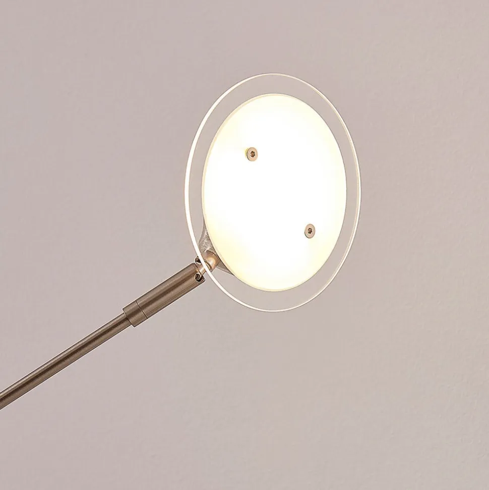 Lindby LED-gulvlampe Anea, 168 cm, 3 lyskilder, nikkelfarvet