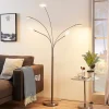Lindby LED-gulvlampe Anea, 179 cm, 5 lyskilder, nikkelfarvet