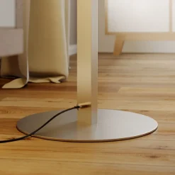 Lindby LED-gulvlampe Auron, nikkelfarvet, metal, touchdæmper