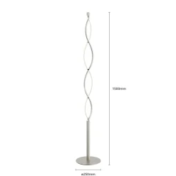 Lindby LED-gulvlampe Auron, nikkelfarvet, metal, touchdæmper