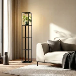 Lindby LED-gulvlampe Birta, stående, reol, højde 155 cm