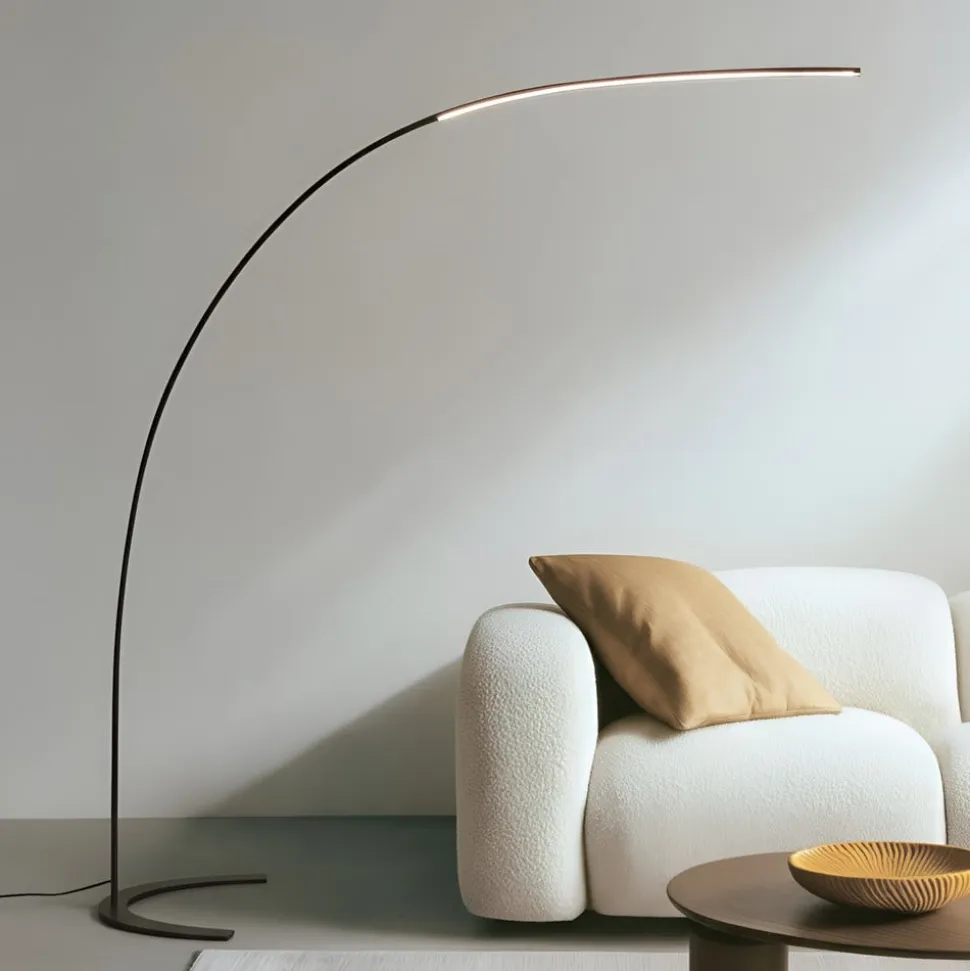 Lindby LED-gulvlampe Danua, sort, metal, højde 200 cm