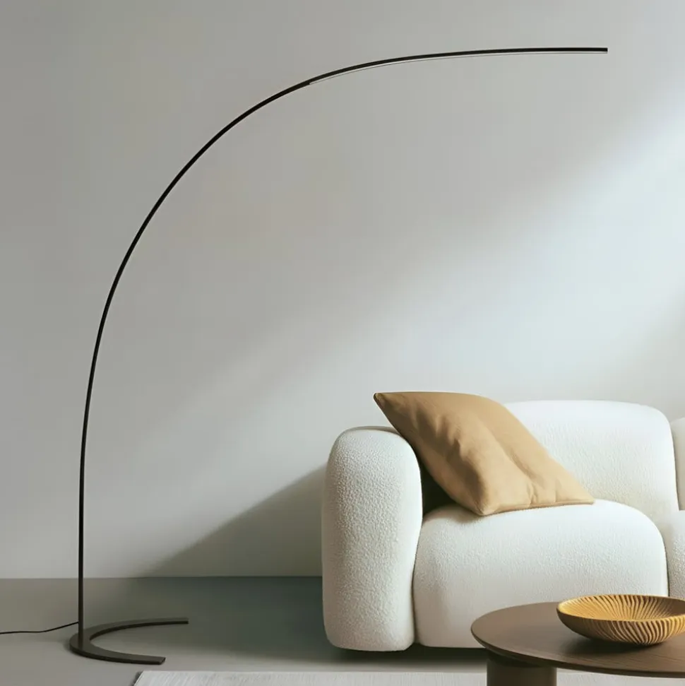 Lindby LED-gulvlampe Danua, sort, metal, højde 200 cm
