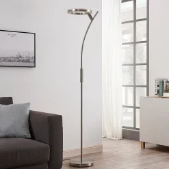 Lindby LED-gulvlampe Darion, grå, metal, dæmpbar, 180 cm