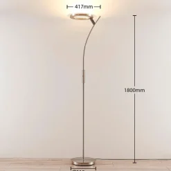 Lindby LED-gulvlampe Darion, grå, metal, dæmpbar, 180 cm