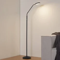 Lindby LED-gulvlampe Elvyn, sort, justerbar
