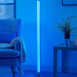 Lindby LED-gulvlampe Hadis, RGB, fjernbetjening, hvid, 120 cm
