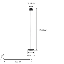 Lindby LED-gulvlampe Isason, sort, aluminium, Ø 11 cm