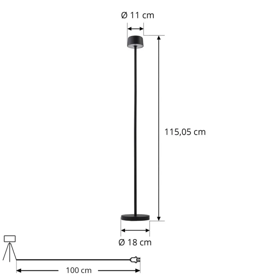 Lindby LED-gulvlampe Isason, sort, aluminium, Ø 11 cm