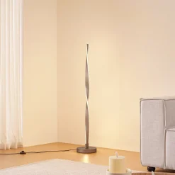 Lindby LED-gulvlampe Jaren, sort/brun, 114 cm, CCT