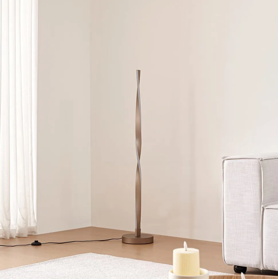 Lindby LED-gulvlampe Jaren, sort/brun, 114 cm, CCT