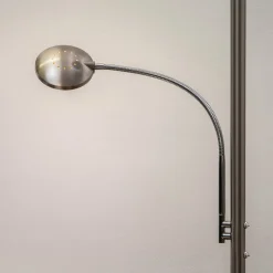 Lindby LED-gulvlampe Malea, nikkel, læselampe, dæmpbar
