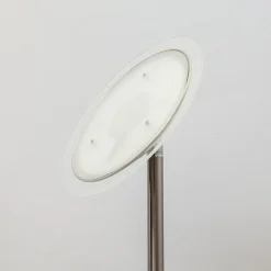 Lindby LED-gulvlampe Malea, nikkel, læselampe, dæmpbar