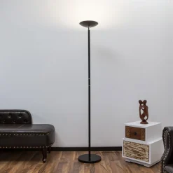Lindby LED-gulvlampe Malea, sort, metal, dæmpbar, 180 cm