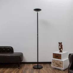 Lindby LED-gulvlampe Malea, sort, metal, dæmpbar, 180 cm