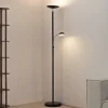 Lindby LED-gulvlampe Malea, sort, læselampe, dæmpbar