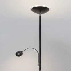 Lindby LED-gulvlampe Malea, sort, læselampe, dæmpbar