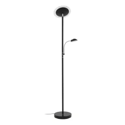 Lindby LED-gulvlampe Malea, sort, læselampe, dæmpbar
