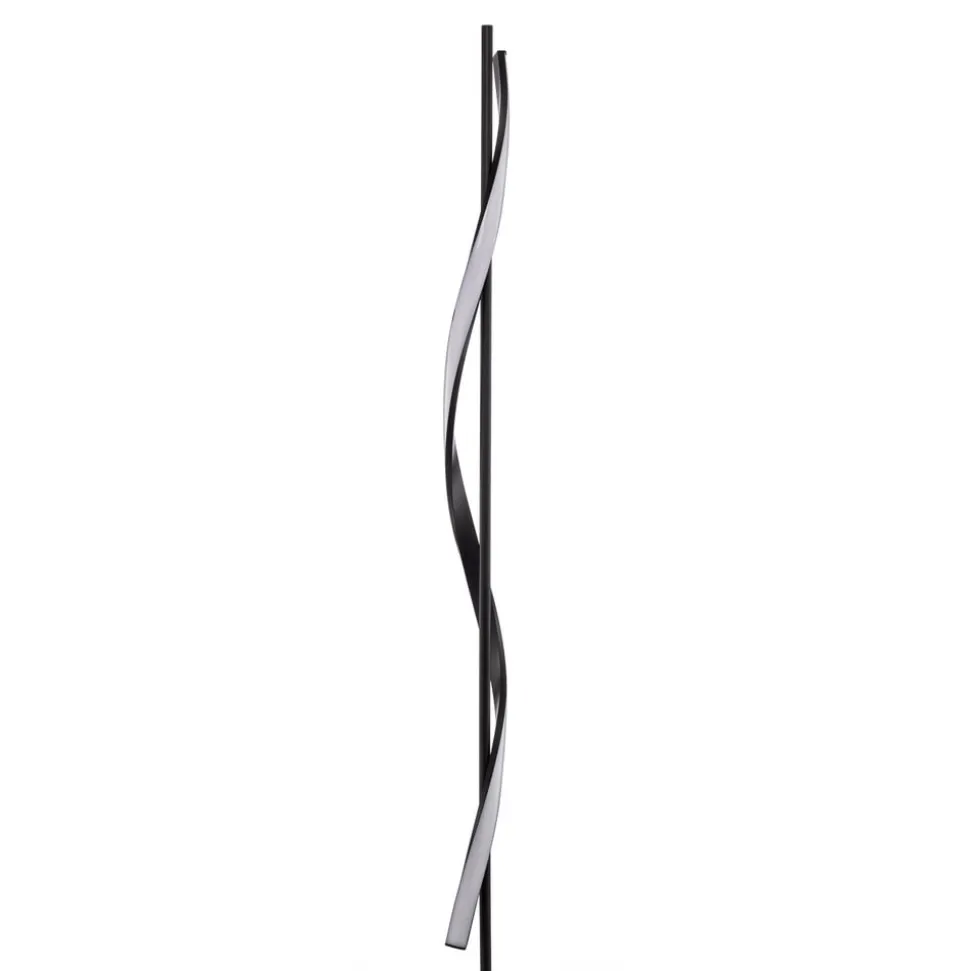Lindby LED-gulvlampe Munja, sort, metal, dæmpbar