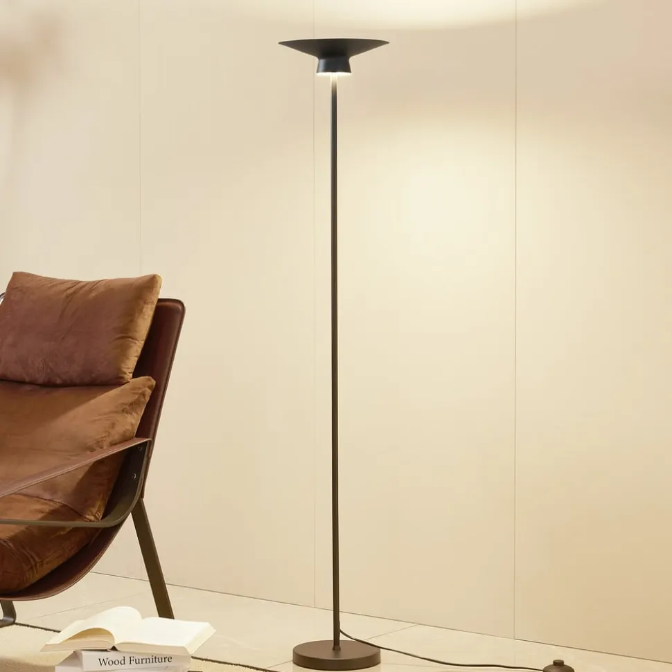 Lindby LED-gulvlampe Norvind, sort, metal, 1 lyskilde