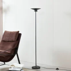 Lindby LED-gulvlampe Norvind, sort, metal, 1 lyskilde