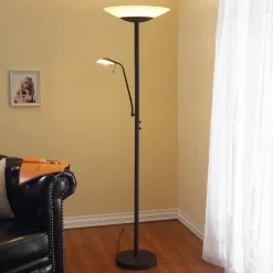 Lindby LED-gulvlampe Ragna, læselampe, sort, dæmpbar