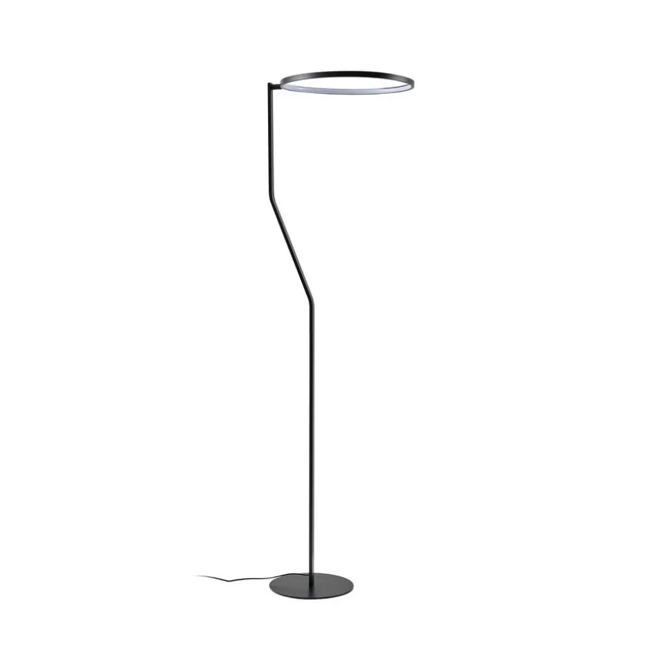 Lindby LED-gulvlampe Rayon, sort, metal, højde 150,3 cm