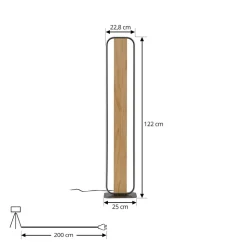 Lindby LED-gulvlampe Romilda, grå, træ, højde 122 cm