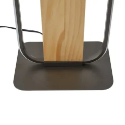 Lindby LED-gulvlampe Romilda, grå, træ, højde 122 cm