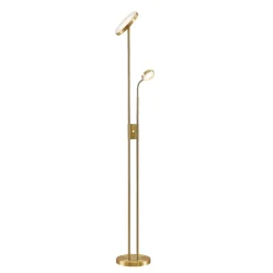 Lindby LED-gulvlampe Seppa, rund, messing, metal, 180 cm
