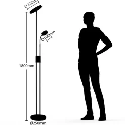 Lindby LED-gulvlampe Seppa, rund, messing, metal, 180 cm