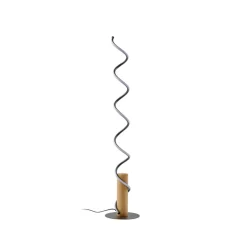 Lindby LED-gulvlampe Spiraali, grå, træ, højde 133 cm