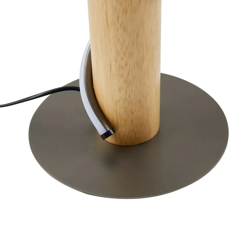 Lindby LED-gulvlampe Spiraali, grå, træ, højde 133 cm